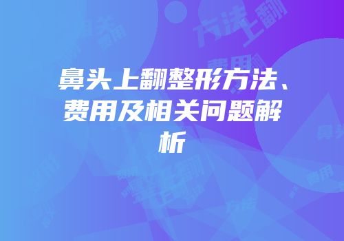 鼻头上翻整形方法、费用及相关问题解析