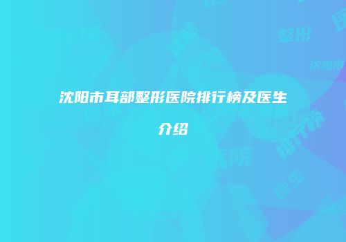沈阳市耳部整形医院排行榜及医生介绍