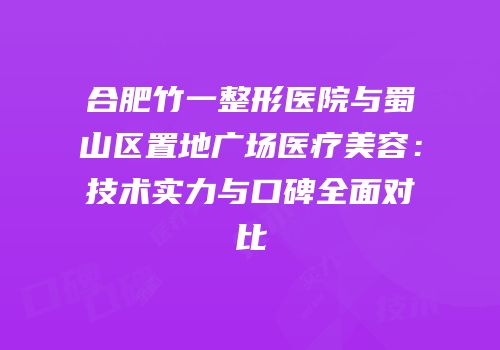 合肥竹一整形医院与蜀山区置地广场医疗美容：技术实力与口碑全面对比