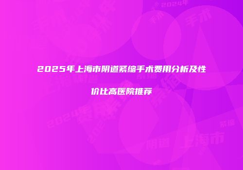 2025年上海市阴道紧缩手术费用分析及性价比高医院推荐