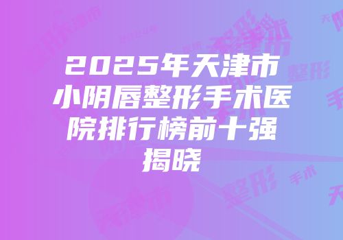 2025年天津市小阴唇整形手术医院排行榜前十强揭晓