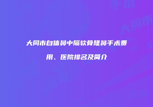 大同市自体鼻中隔软骨隆鼻手术费用、医院排名及简介