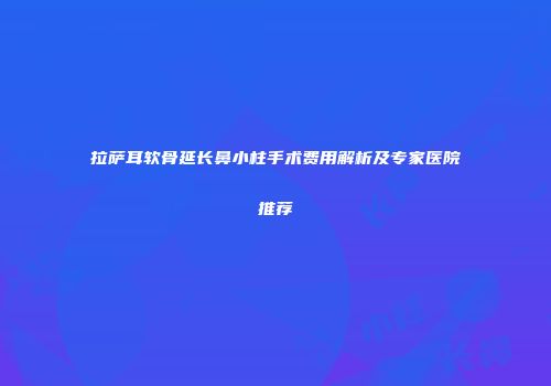 拉萨耳软骨延长鼻小柱手术费用解析及专家医院推荐