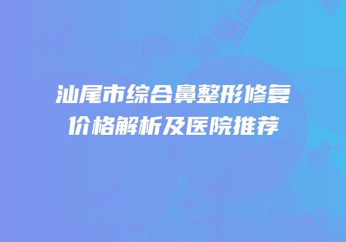 汕尾市综合鼻整形修复价格解析及医院推荐