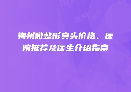 梅州微整形鼻头价格、医院推荐及医生介绍指南