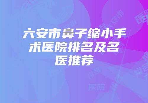 六安市鼻子缩小手术医院排名及名医推荐