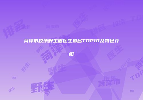 菏泽市纹绣野生眉医生排名TOP10及特色介绍