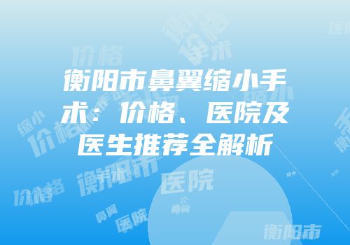 衡阳市鼻翼缩小手术：价格、医院及医生推荐全解析