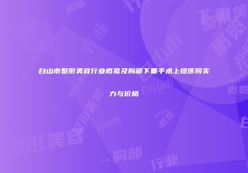 白山市整形美容行业概览及胸部下垂手术上提医院实力与价格