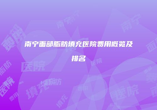 南宁面部脂肪填充医院费用概览及排名