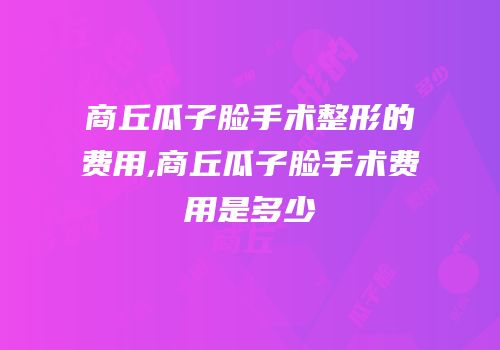 商丘瓜子脸手术整形的费用,商丘瓜子脸手术费用是多少
