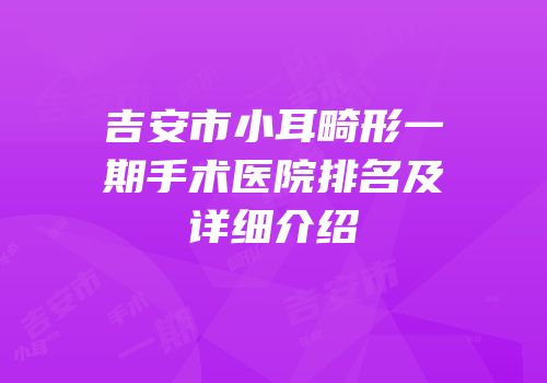 吉安市小耳畸形一期手术医院排名及详细介绍