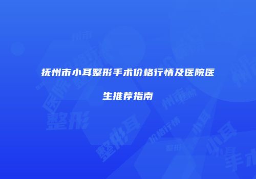 抚州市小耳整形手术价格行情及医院医生推荐指南