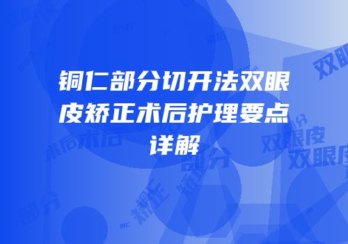 铜仁部分切开法双眼皮矫正术后护理要点详解