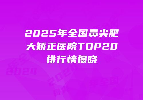 2025年全国鼻尖肥大矫正医院TOP20排行榜揭晓