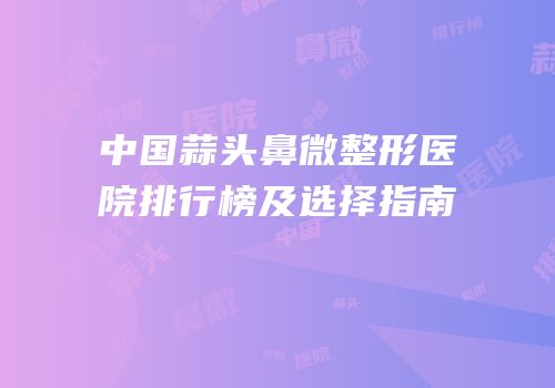 中国蒜头鼻微整形医院排行榜及选择指南