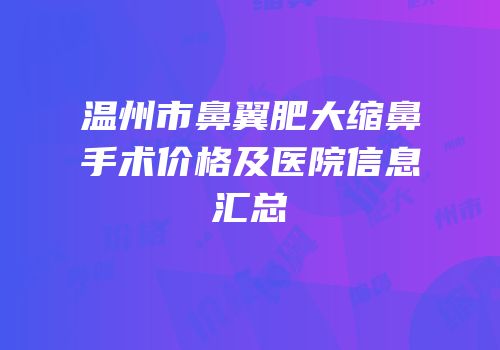 温州市鼻翼肥大缩鼻手术价格及医院信息汇总