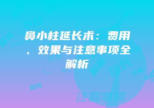 鼻小柱延长术：费用、效果与注意事项全解析