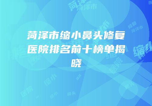 菏泽市缩小鼻头修复医院排名前十榜单揭晓