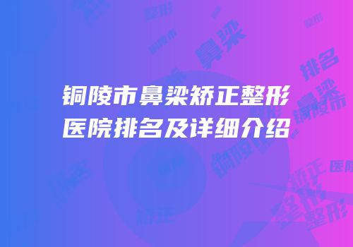 铜陵市鼻梁矫正整形医院排名及详细介绍