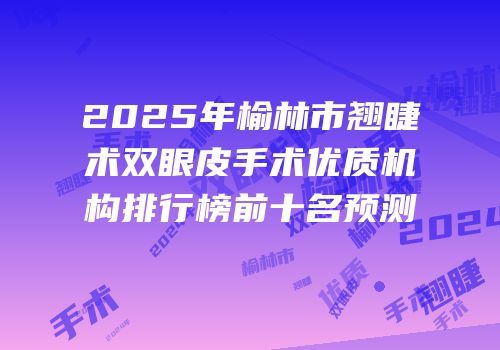 2025年榆林市翘睫术双眼皮手术优质机构排行榜前十名预测