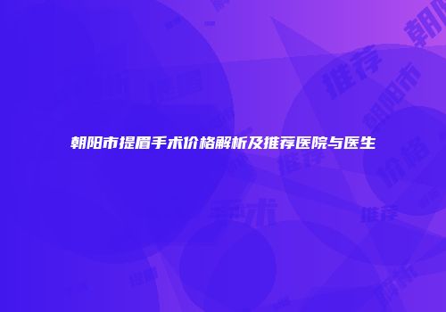朝阳市提眉手术价格解析及推荐医院与医生