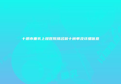 十堰市垂乳上提医院排名前十榜单及详细信息
