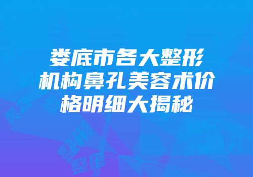娄底市各大整形机构鼻孔美容术价格明细大揭秘