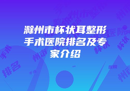 滁州市杯状耳整形手术医院排名及专家介绍