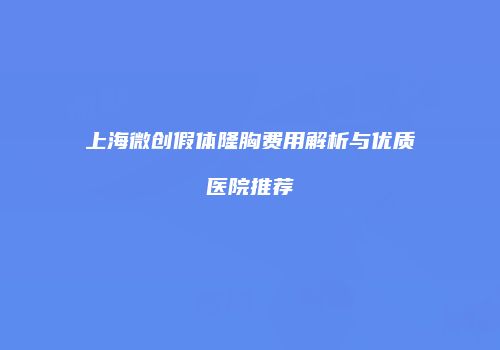 上海微创假体隆胸费用解析与优质医院推荐