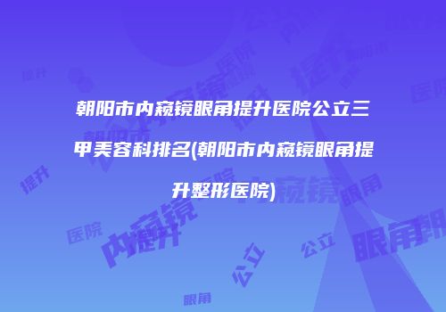 朝阳市内窥镜眼角提升医院公立三甲美容科排名(朝阳市内窥镜眼角提升整形医院)