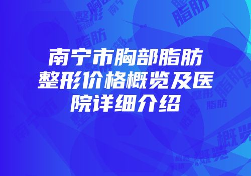 南宁市胸部脂肪整形价格概览及医院详细介绍