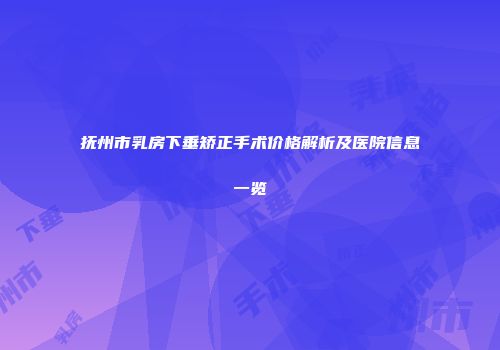 抚州市乳房下垂矫正手术价格解析及医院信息一览