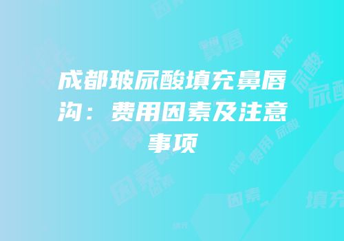 成都玻尿酸填充鼻唇沟：费用因素及注意事项