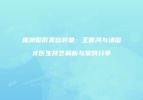 株洲整形美容翘楚：王曹河与汤国才医生技艺解析与案例分享