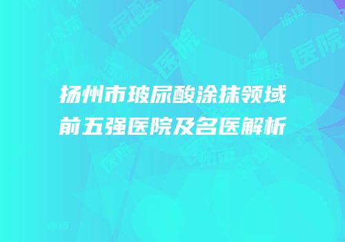 扬州市玻尿酸涂抹领域前五强医院及名医解析