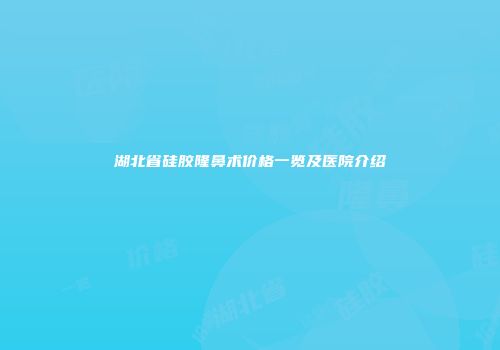 湖北省硅胶隆鼻术价格一览及医院介绍
