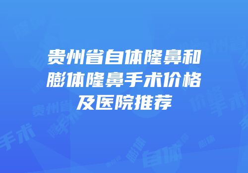 贵州省自体隆鼻和膨体隆鼻手术价格及医院推荐