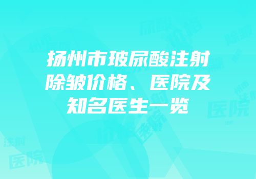 扬州市玻尿酸注射除皱价格、医院及知名医生一览