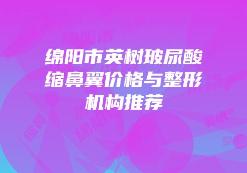 绵阳市英树玻尿酸缩鼻翼价格与整形机构推荐