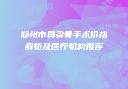 郑州市鼻梁骨手术价格解析及医疗机构推荐