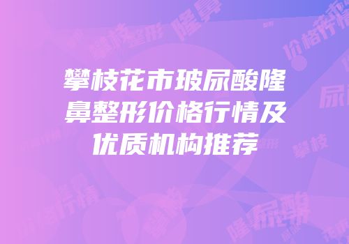 攀枝花市玻尿酸隆鼻整形价格行情及优质机构推荐