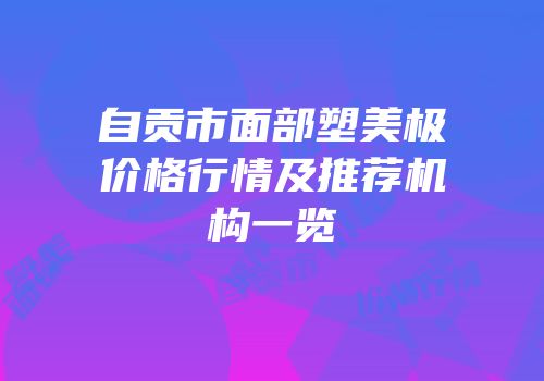 自贡市面部塑美极价格行情及推荐机构一览