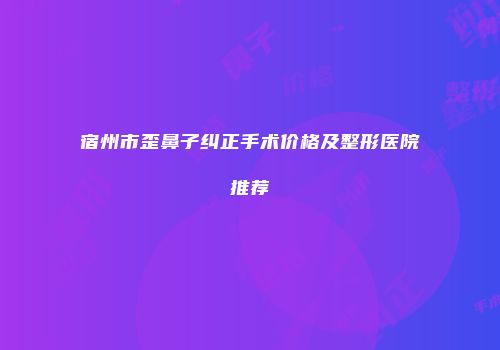 宿州市歪鼻子纠正手术价格及整形医院推荐