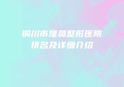 铜川市隆鼻整形医院排名及详细介绍