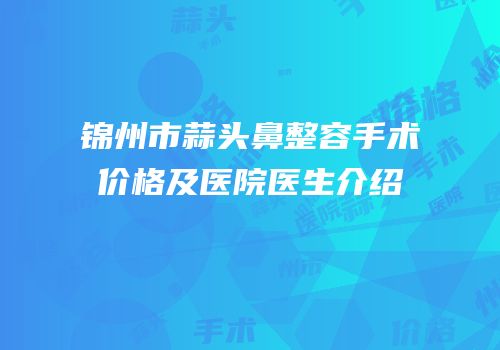 锦州市蒜头鼻整容手术价格及医院医生介绍