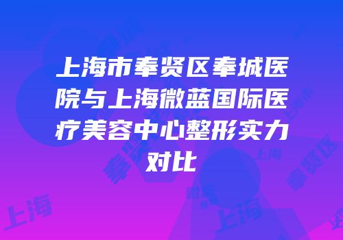 上海市奉贤区奉城医院与上海微蓝国际医疗美容中心整形实力对比