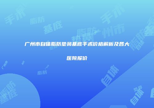 广州市自体脂肪垫鼻基底手术价格解析及各大医院报价