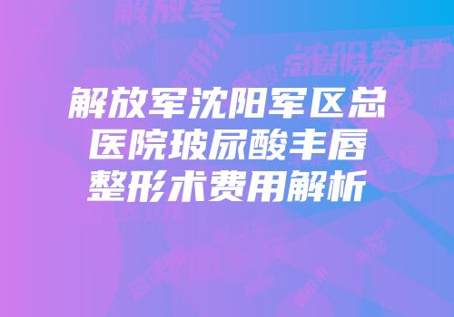 解放军沈阳军区总医院玻尿酸丰唇整形术费用解析