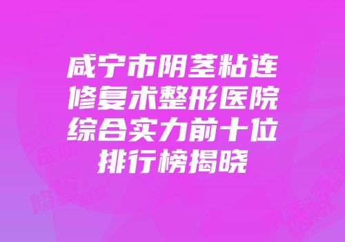 咸宁市阴茎粘连修复术整形医院综合实力前十位排行榜揭晓